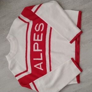 H&M Alpes Red and White Crew Neck Sweater